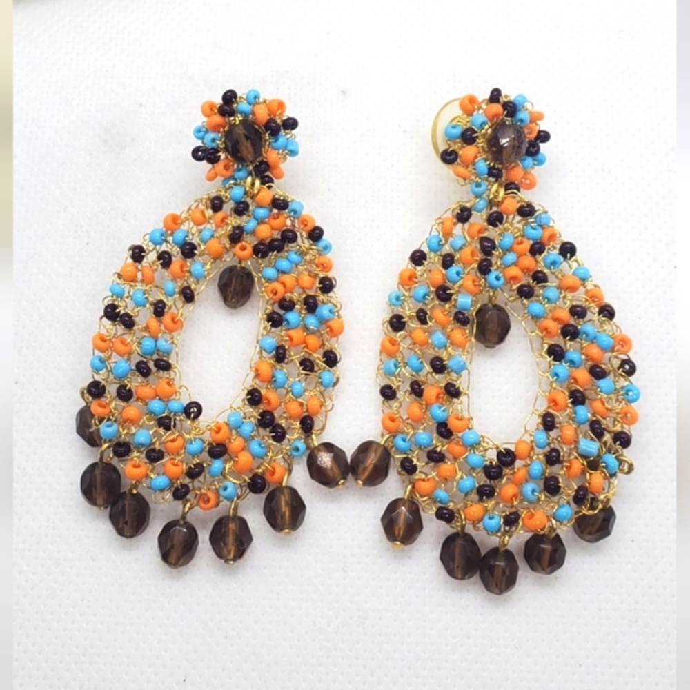 NWOT EARRINGS-long- beaded and colorfull earrings